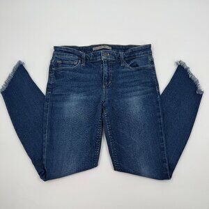 Joes Jeans The Icon Mid Rise Skinny Ankle Dark Wash Frayed Hem W28 CL480M